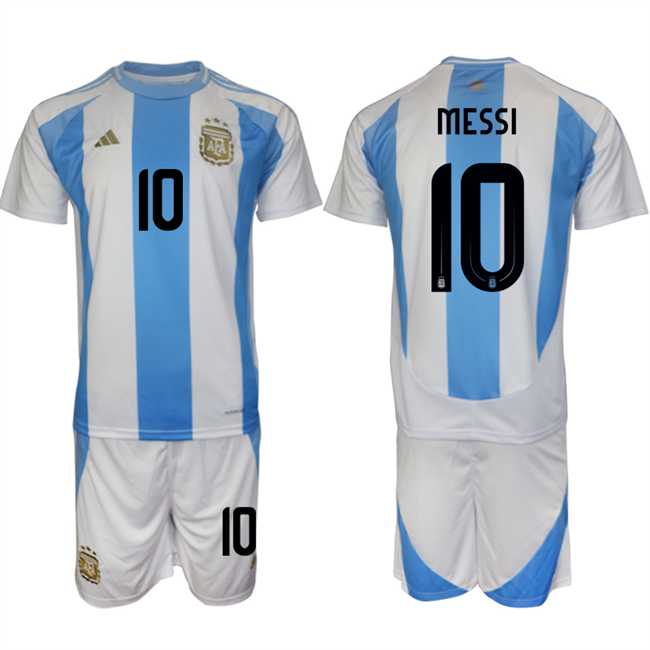 Men's Argentina #10 Messi White Blue 2024-25 Home Soccer Jersey Suit,We sell and wholesale Men's Argentina #10 Messi White Blue 2024-25 Home Soccer Jersey Suit on line form chian!